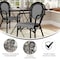 Flash Furniture Lourdes Thonet French Bistro Stacking Chair w/Arms, Black and White PE Rattan and Black Alum Frame SDA-AD642002A-BKWH-BK-GG - alternate 5